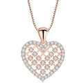 Crystal heart pendant necklace with pavé crystals and rose gold chain