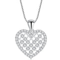 Silver heart crystal pendant necklace, teardrop bail and link chain
