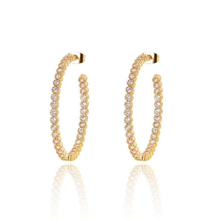 Gold crystal hoop earrings with pavé-style stones