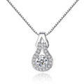 Silver-tone crystal pendant necklace with teardrop infinity setting and clear stones