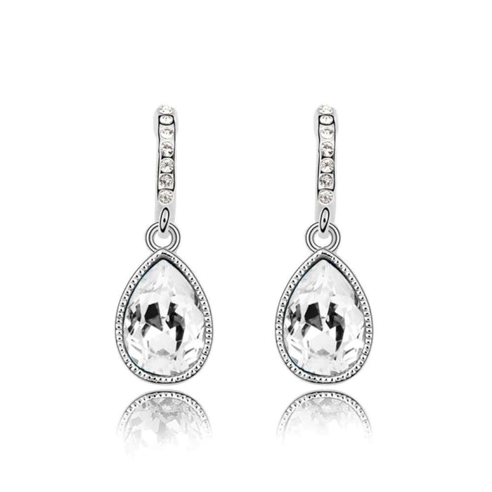 Crystal teardrop earrings with pavé hoop and large faceted drop pendants