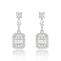 Cubic zirconia drop earrings with marquise link and rectangular pavé pendants