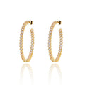 Cubic zirconia hoop earrings, gold-tone pair with pavé stones