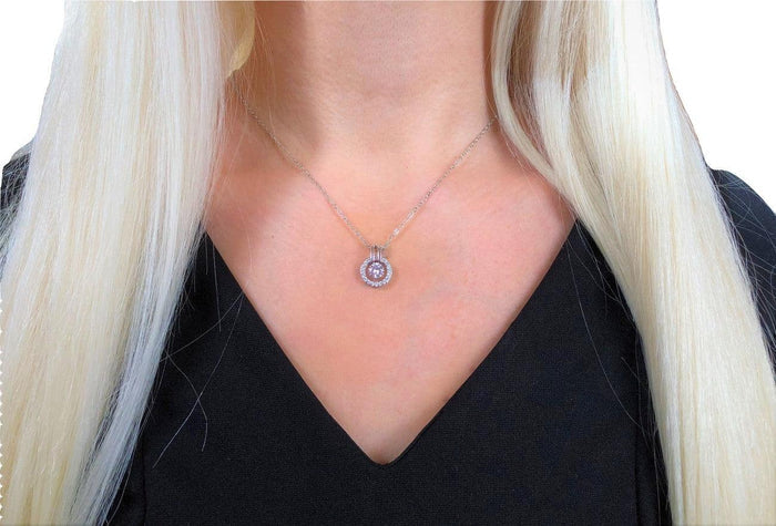 Silver-tone cubic zirconia pendant necklace with delicate chain
