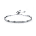 Cubic zirconia tennis bracelet with adjustable slider clasp