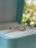 Curved CZ Diamond Stacking Band, 14K Gold Over Sterling Silver wedding band