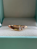 Curved CZ Diamond Wedding Band: Sterling Silver Stacking Ring