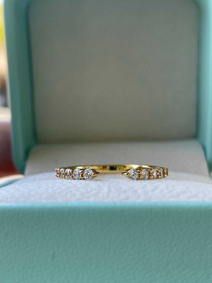 CZ Diamond Open Half Eternity Band: Sterling Silver Stacking Ring