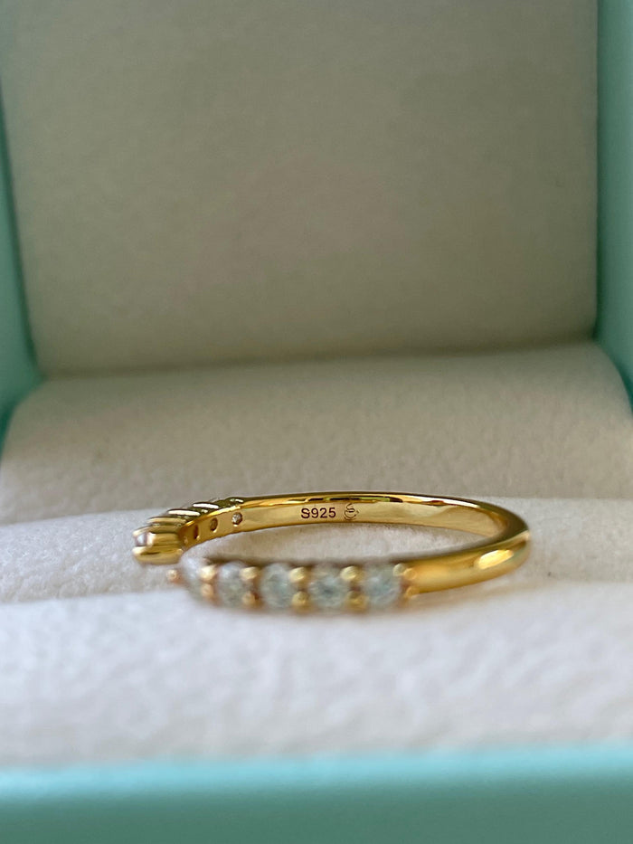 CZ Diamond Open Half Eternity Band: Sterling Silver Stacking Ring