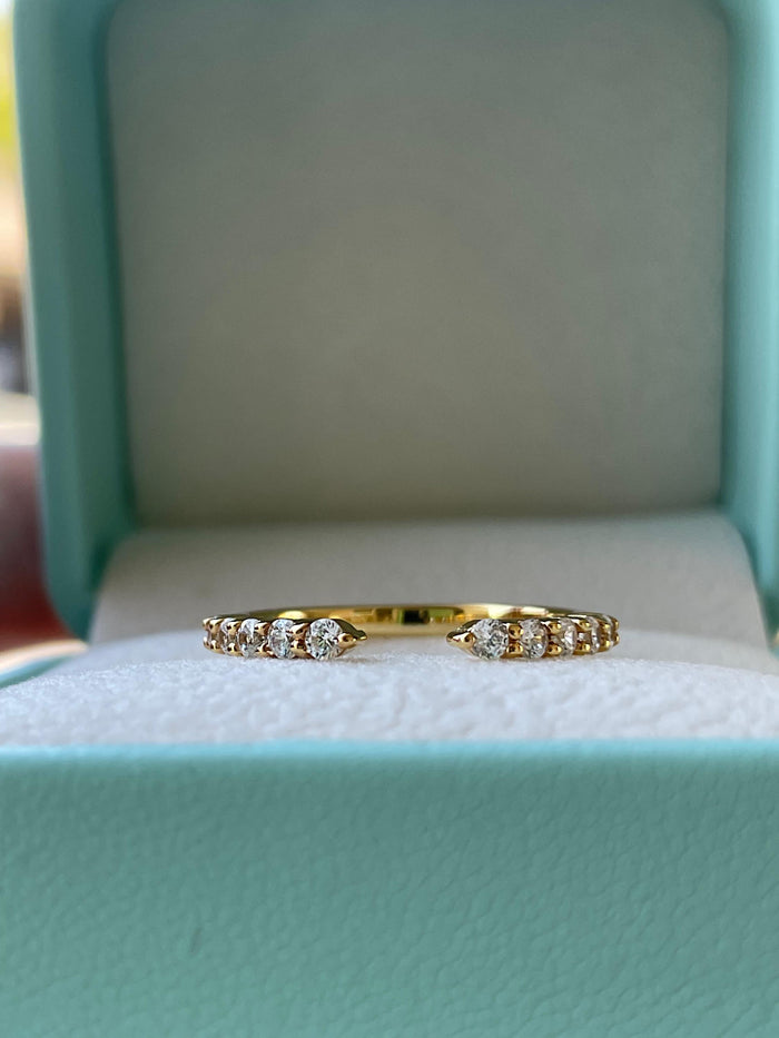 CZ Diamond Open Half Eternity Band: Sterling Silver Stacking Ring