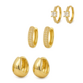 Gold-tone huggie hoop earrings with crystal cross detail