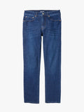 A pair of men's straight-fit blue denim jeans in the color Deep Sea Wash with a 5-pocket design on a white background.