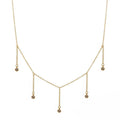Gold drop necklace with five clear cubic zirconia dangle stones