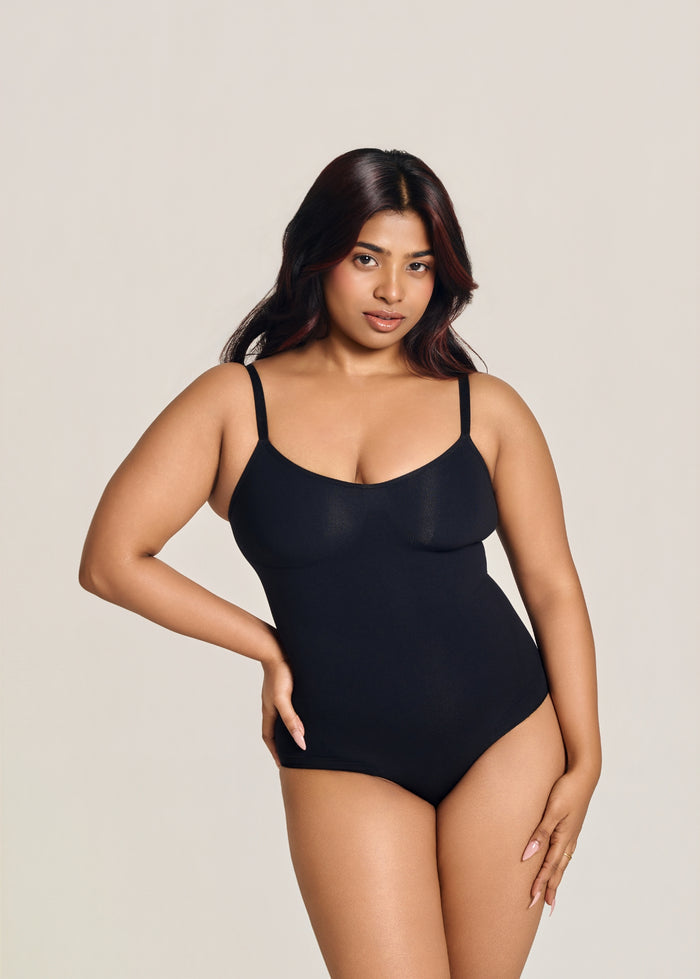Black Color Brief Cut Bodysuit Bodyshaper