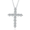 Silver-tone cubic zirconia cross pendant necklace with linked chain