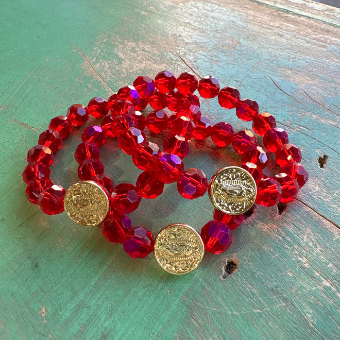 Festive Crystal Gold Our Lady of Guadalupe Bracelet