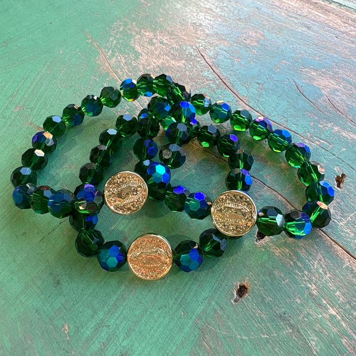 Festive Crystal Gold Our Lady of Guadalupe Bracelet