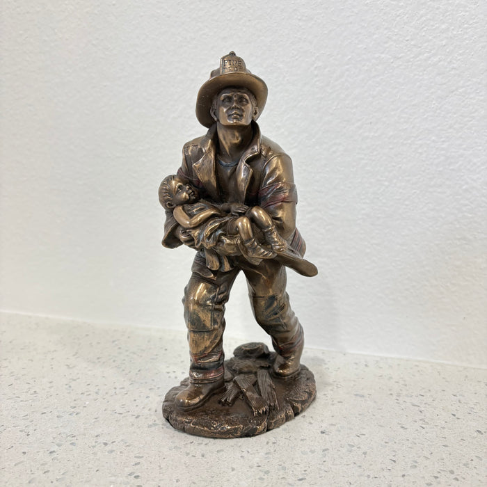 Fireman Rescue Child Statue