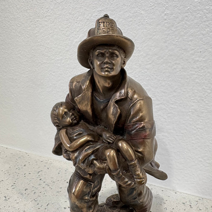 Fireman Rescue Child Statue