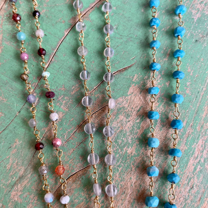 Flaming Sacred Heart Dainty Gemstone Necklace