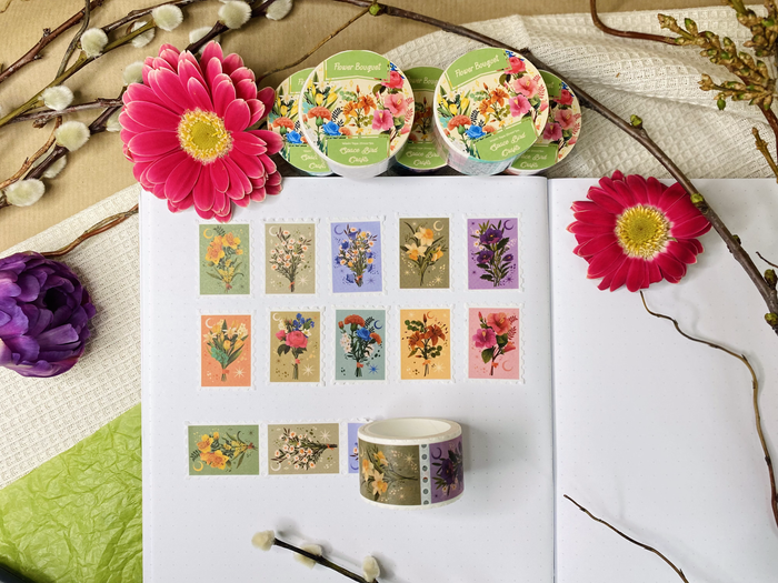 Flower Bouqet Stamp Washi Tape