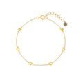 Gold heart charm bracelet with small heart links and secure clasp