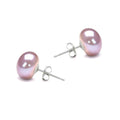 Lavender freshwater pearl stud earrings with silver-tone post backs