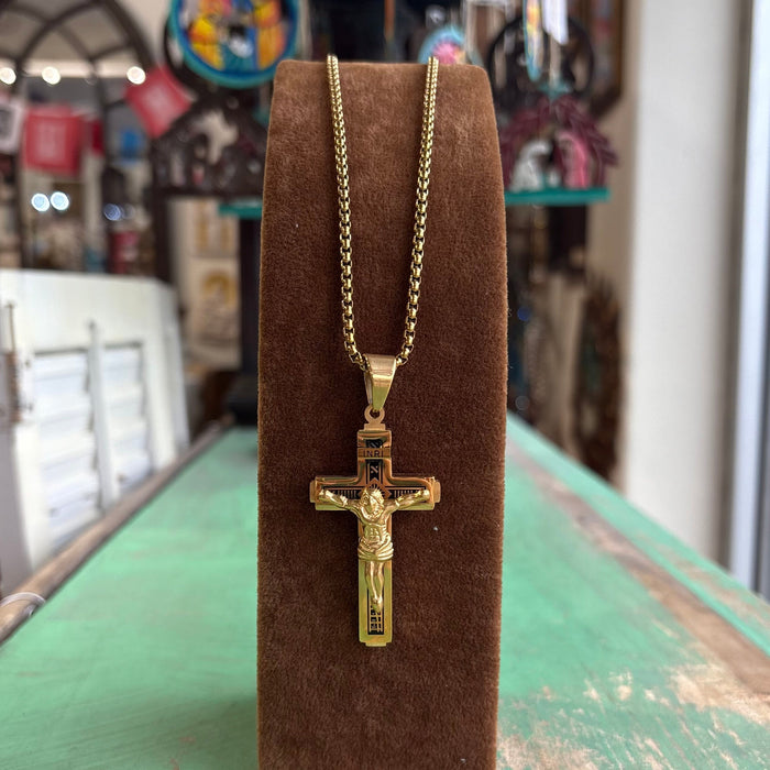 Gold Crucifix Chain Necklace