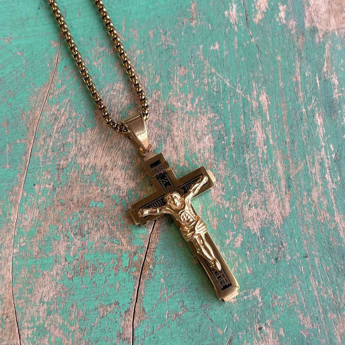 Gold Crucifix Chain Necklace