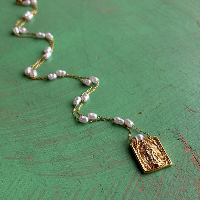 Gold OLG Pearl Chain Necklace