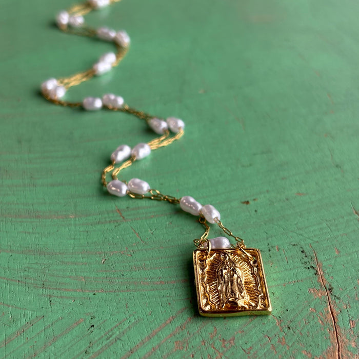 Gold OLG Pearl Chain Necklace