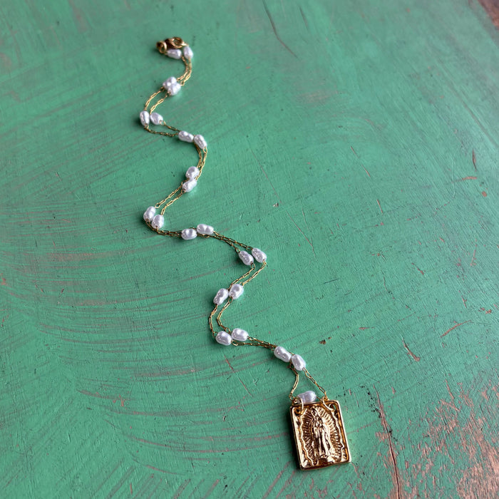 Gold OLG Pearl Chain Necklace