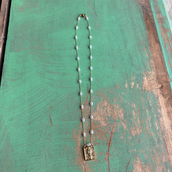 Gold OLG Pearl Chain Necklace