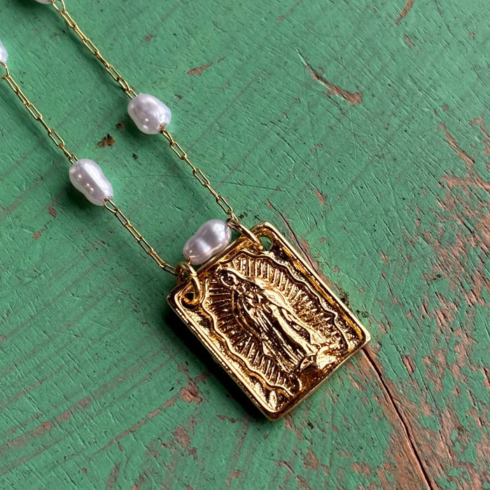 Gold OLG Pearl Chain Necklace