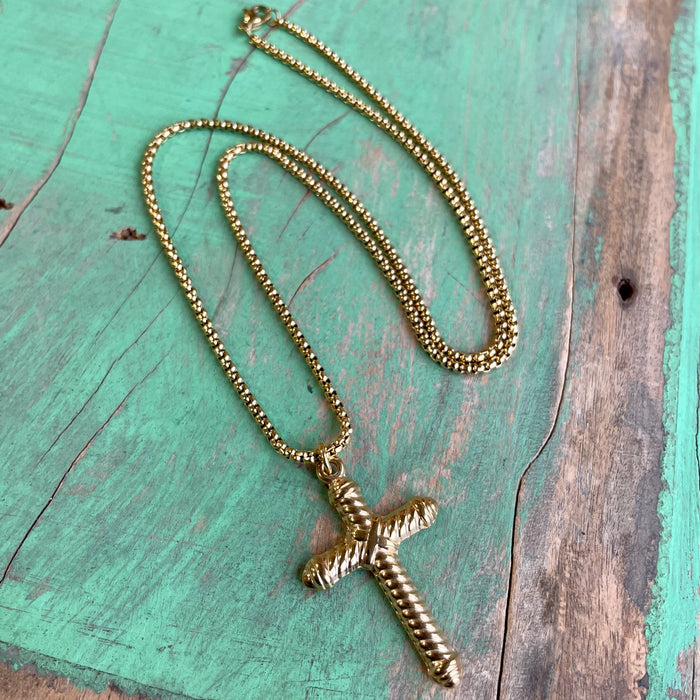 Gold Stainless Steel Cross Chain