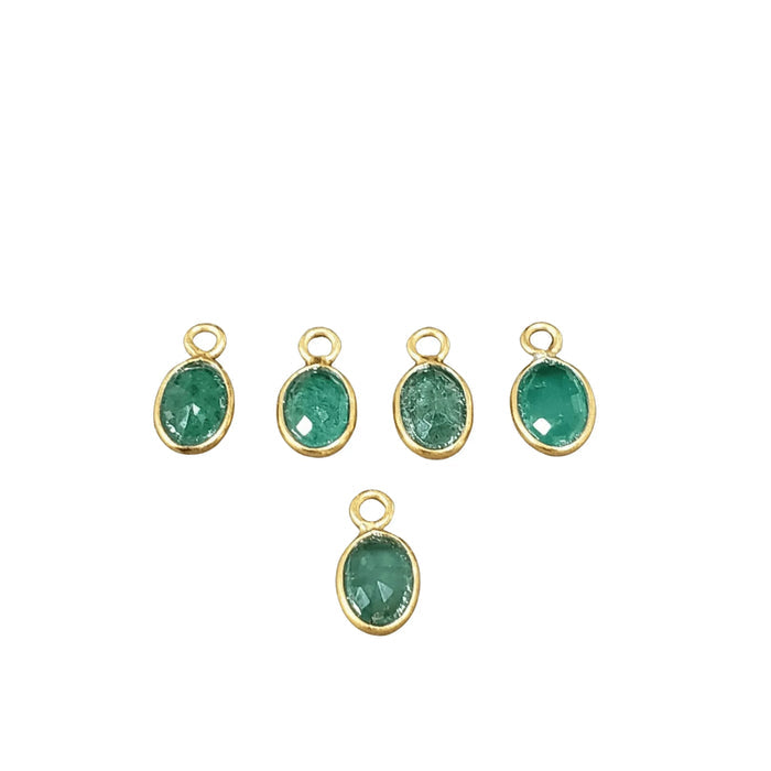 Gold Vermeil Zambian Emerald Charm Flat Jump Ring - K Jewelry Accessories