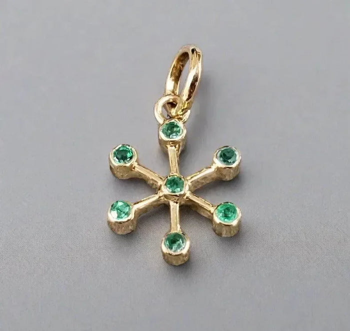 Gold Zambian 18k Emerald Floral Pendant Charm - K Jewelry Accessories