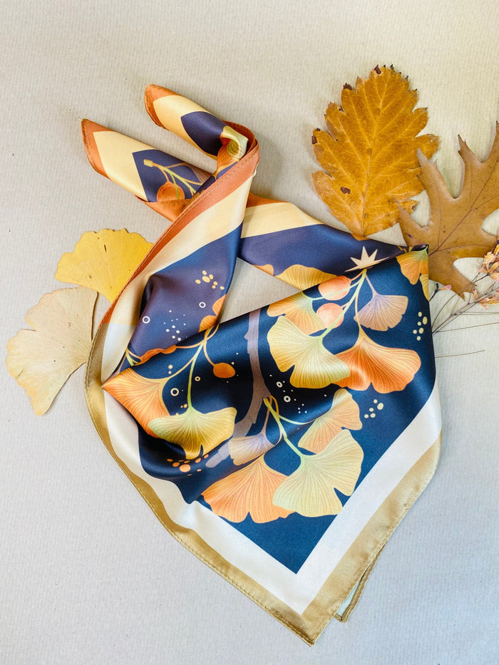 Golden Leaf Ginko Motive Scarf