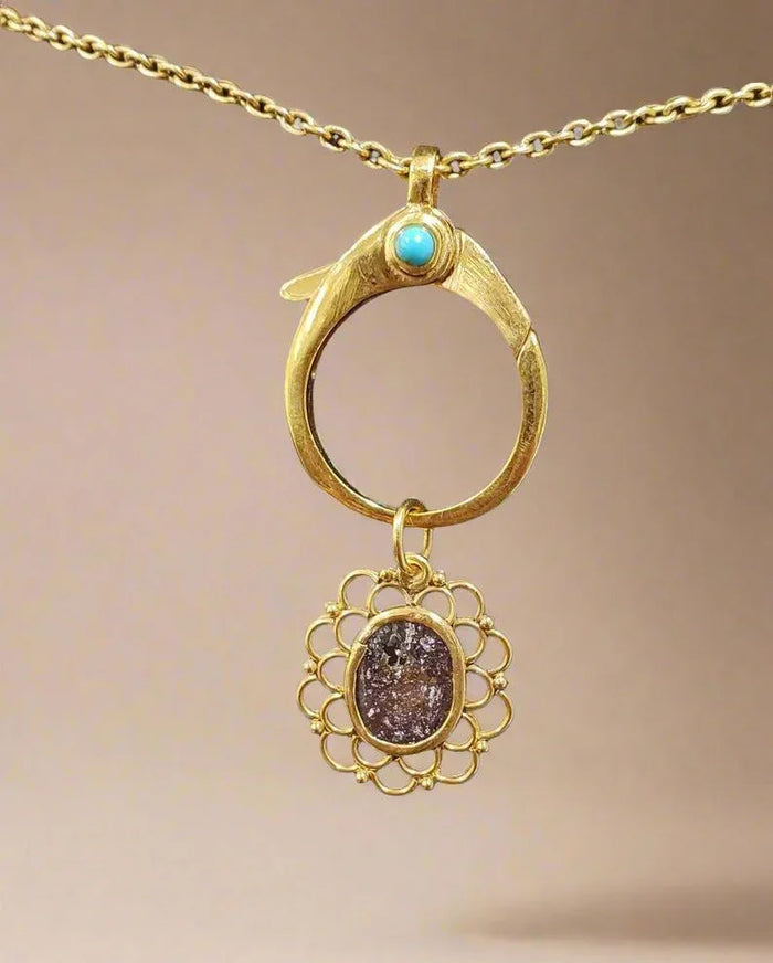 Handmade Arizona Turquoise Clasp: 18k Gold Vermeil Sterling Silver Pendant