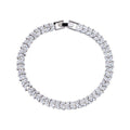 Silver-tone cubic zirconia tennis bracelet with marquise stones and box clasp
