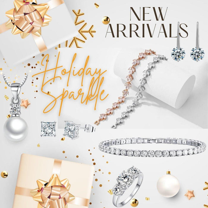 Silver-tone cubic zirconia tennis bracelet with marquise stones in holiday setting
