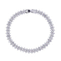 Cubic zirconia tennis bracelet with round-cut stones and hinged box clasp