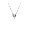 Silver-tone heart pendant cubic zirconia necklace with linked chain, studio view