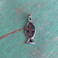 Ichthus with Cross Sterling Silver Pendant