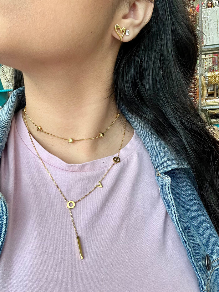 Gold Stainless Steel Love Drop Chain