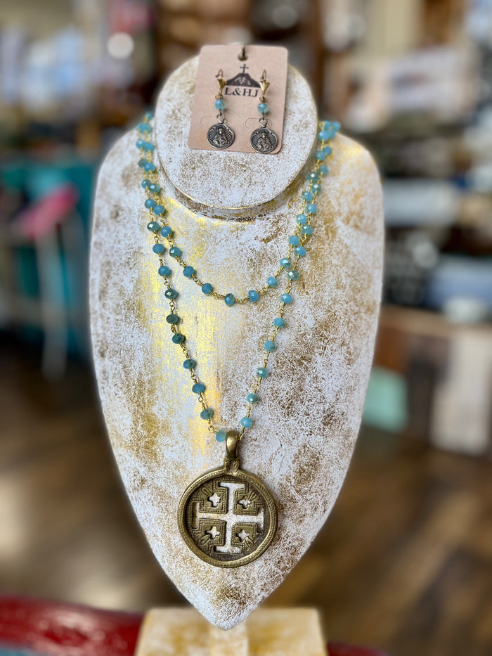 Brass Jerusalem Cross Necklace