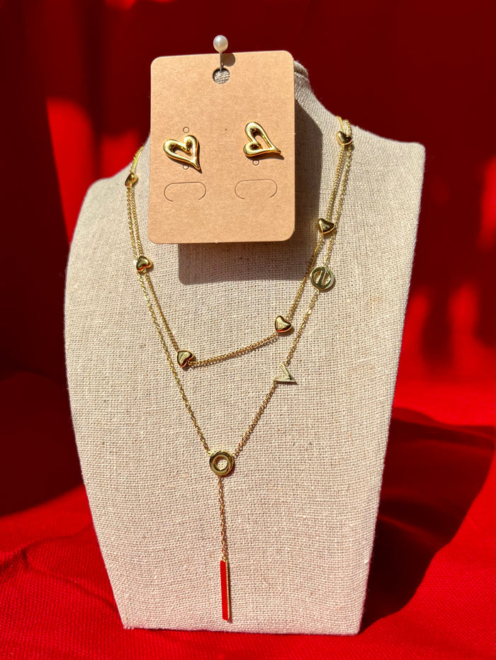 Gold Stainless Steel Love Drop Chain