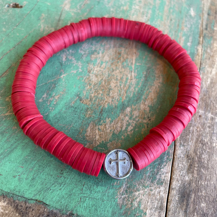 Men’s Heishi Cross Bracelet