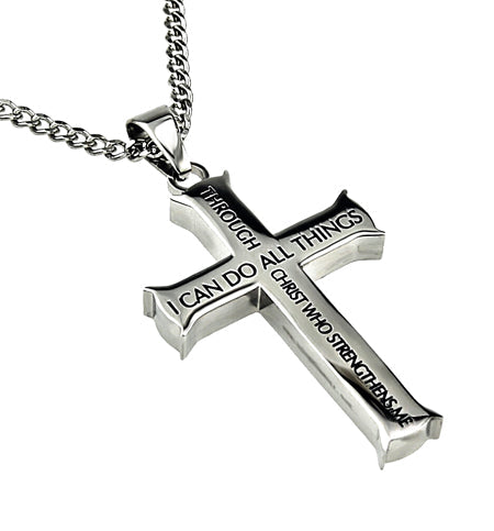 Iron Thick Cross 24” Necklace