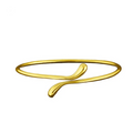 Gold teardrop open wrap bangle bracelet with glossy curved teardrop detail